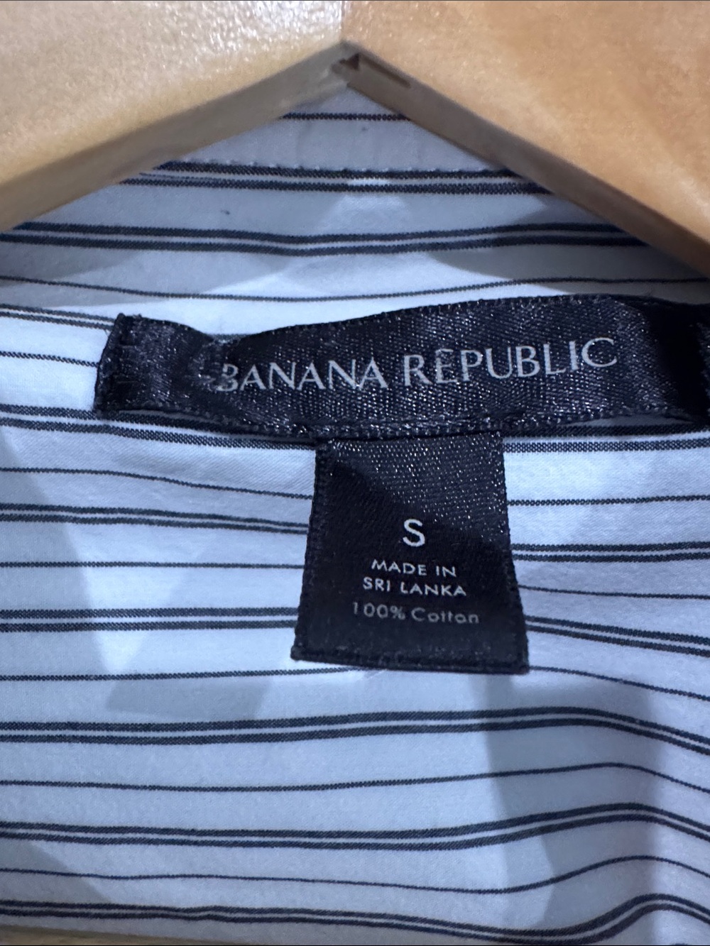 Banana Republic White and Navy Vertical Stripe Dress Shirt - Picture 3 of 3